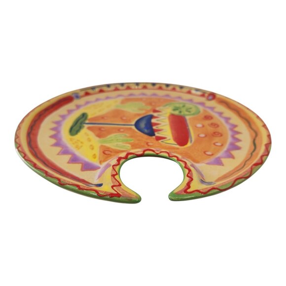 FIESTA Farida Zaman Ambiance Collection Ceramic 8" Handpainted Snack Plate - Picture 3 of 6